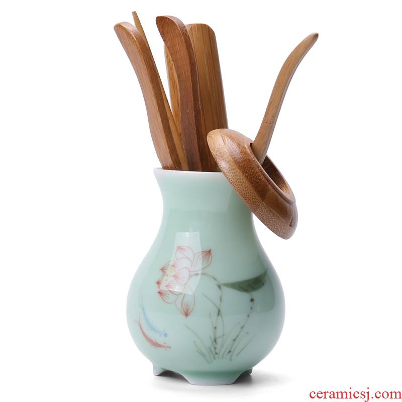Chiang kai - shek 6 gentleman tea kung fu tea tea tray accessories tea ebony hand - made celadon vase household