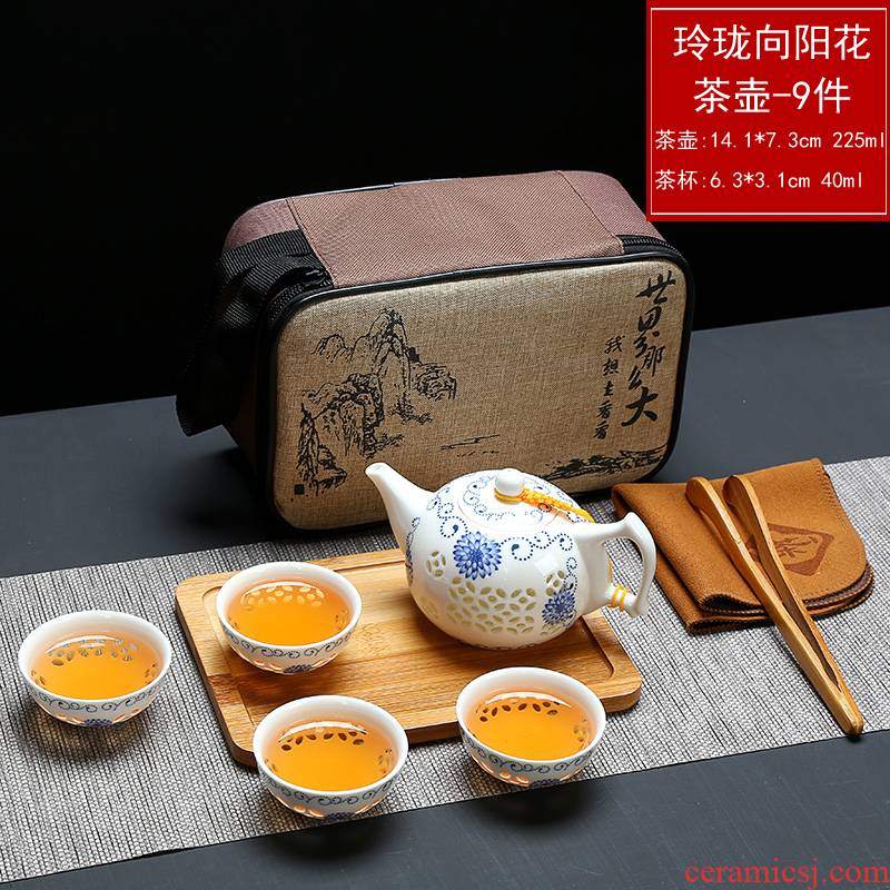 Teapot ceramic filter Teapot travel office small elegant tea set suit portable crack cup cup pot of tea tea set