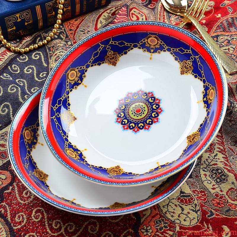 Household ceramics deep dish dish dish ipads porcelain tableware soup plate FanPan flat steak dinner plate plate plate