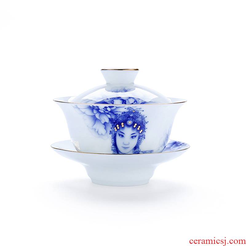 Xin yi yuan blue and white porcelain tubas catch tea tureen worship to use kung fu tea tea for the tea cup Beijing Opera