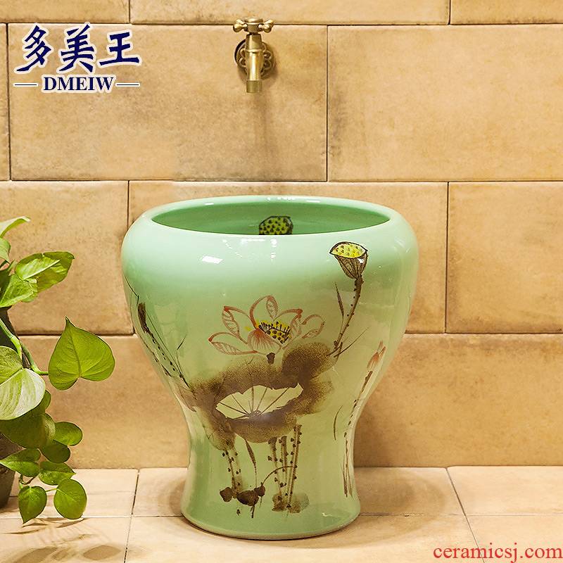 Art ceramic balcony for wash the mop pool mop pool toilet household topaz 40 cm red ink lotus pond mop pool