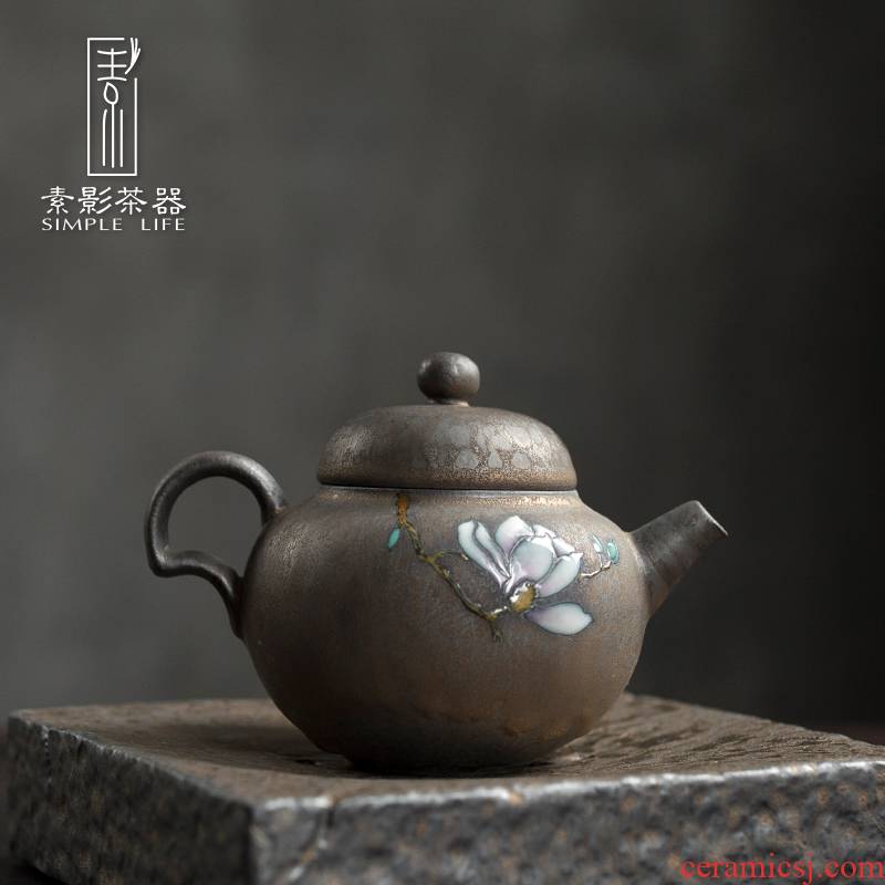 Plain film gold high temperature glaze coarse pottery teapot hand - made teapot filtering household with restoring ancient ways of zen single pot pot