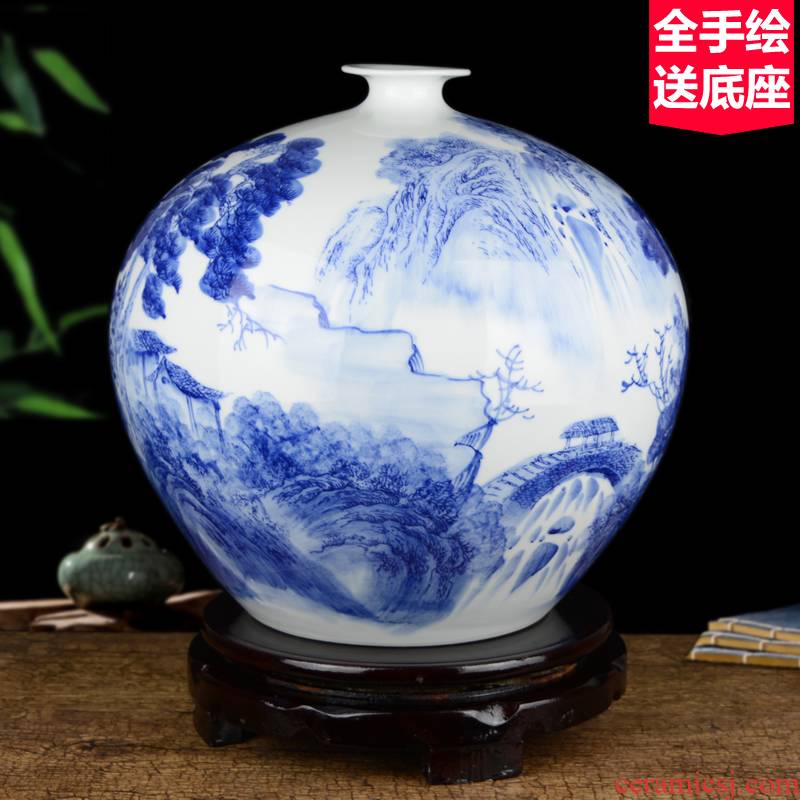Jingdezhen ceramics celebrity hand - made porcelain of blue and white porcelain vase household act the role ofing is tasted rich ancient frame large sitting room place