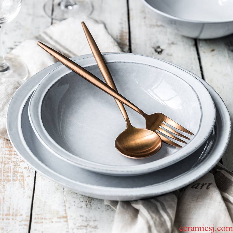 Porcelain soul ceramic household utensils, fruit salad bowl contracted creative Nordic deep bowl rainbow such as bowl bowl dish bowl