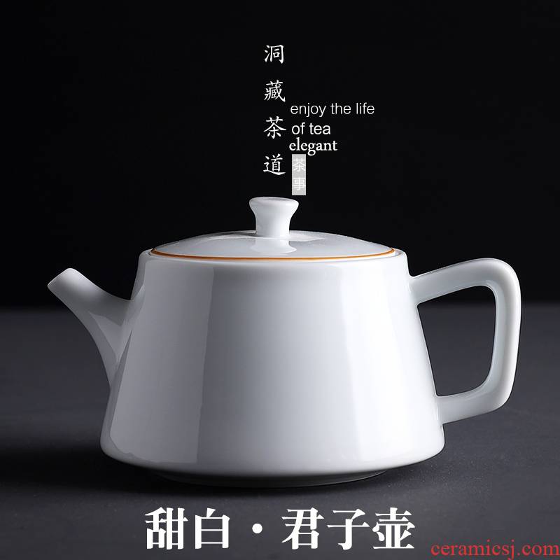 Sweet white teapot in building ceramic semi - manual kung fu tea tea Japanese household white porcelain small single pot