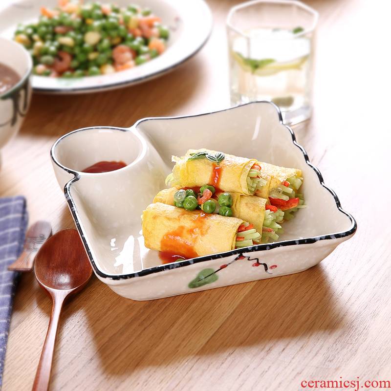 Dumplings dribbling vinegar dish creative household ceramics tableware, Japan and South Chesapeake food plate frame dish plate