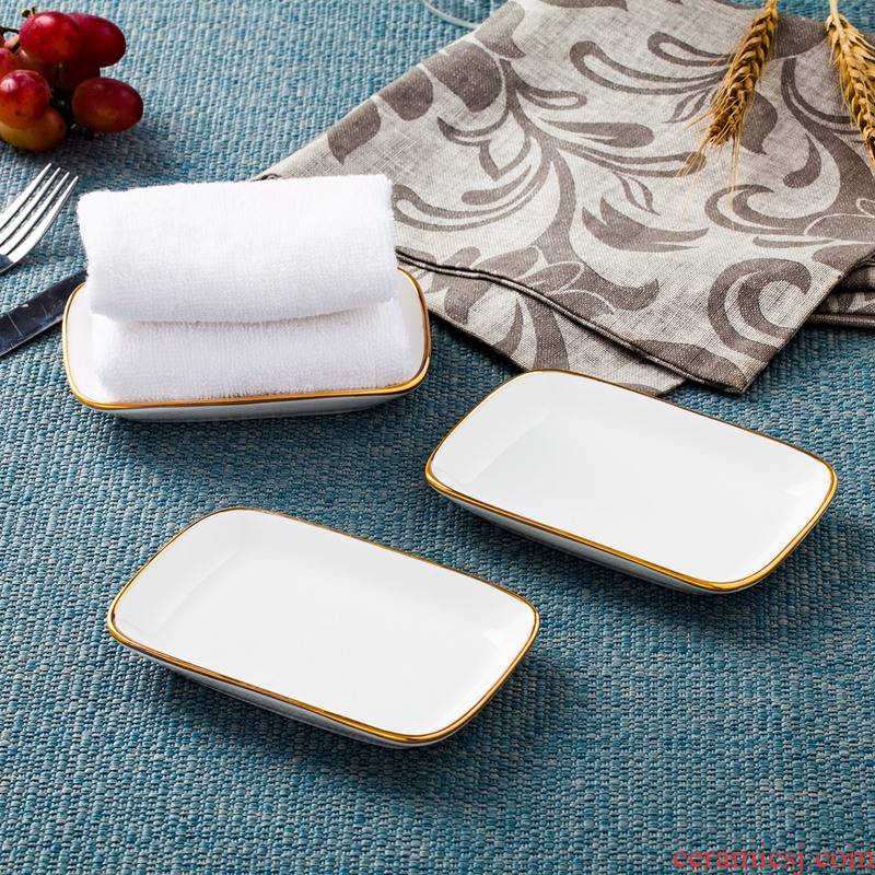 Fuels the rectangle towel plate of jingdezhen porcelain ipads white western - style food tableware jingdezhen ceramic hotel porcelain place