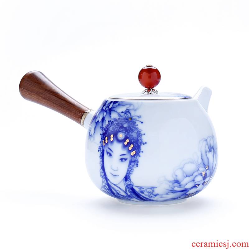 Xin arts kung fu tea set ceramic fuels the teapot hua limu lateral the Peking Opera of blue and white porcelain tea pot