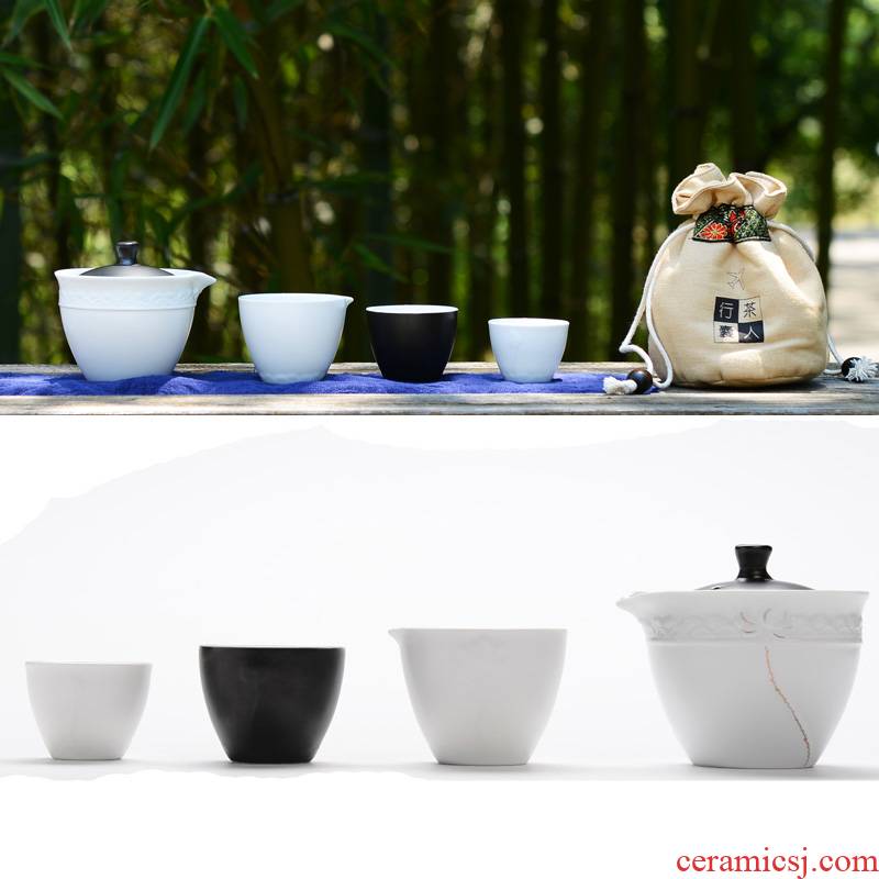 Xin arts edge ceramic portable travel between male and female office kung fu tea cup to crack a pot of fair keller cup respectively