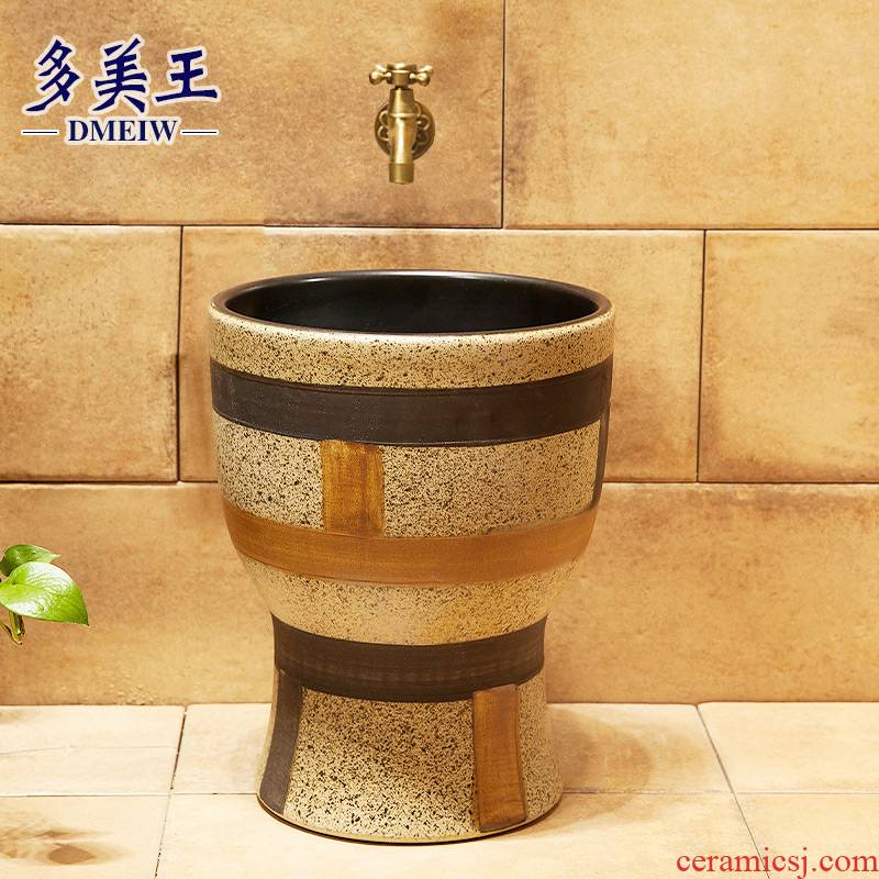 Ceramic art basin of mop mop pool balcony mop pool round expressions using one - piece mop pool of large diameter of 30 cm black