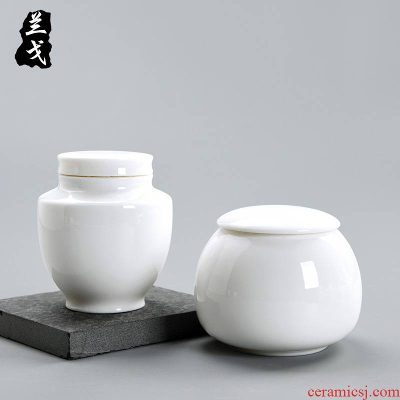 Having dehua white porcelain ceramic warehouse pu 'er tea caddy fixings wake receives tea accessories store POTS dry seal