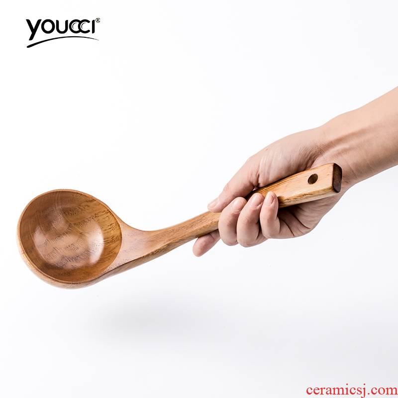 Youcci porcelain leisurely, Korean large wooden creative long handle porridge spoon home porridge spoon, wooden spoon