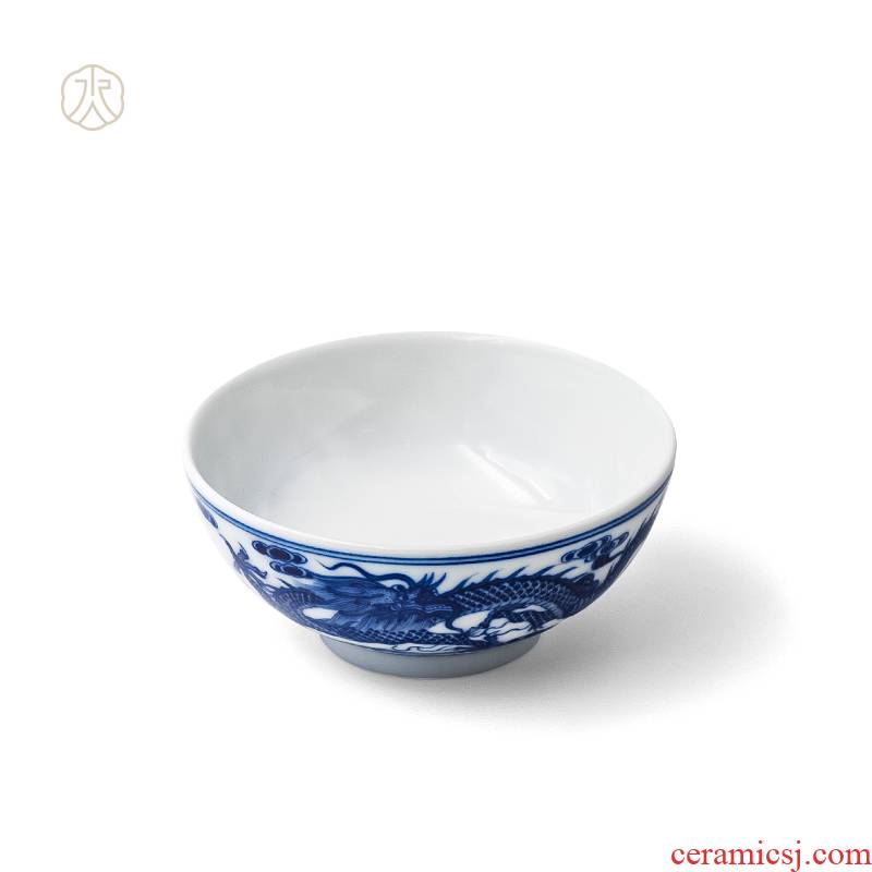 Cheng DE hin kung fu tea set, jingdezhen blue and white hand - made ceramic cup ultimately responds 71 cups of tea taking the details dragon playing bead