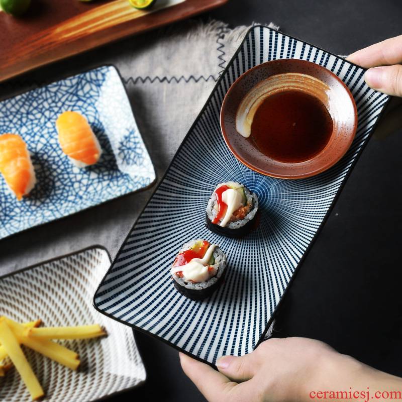 Plain rectangular dish dish fish dish treasure household ceramics glaze Japanese cuisine tableware under the Japanese and the wind restoring ancient ways sushi plates