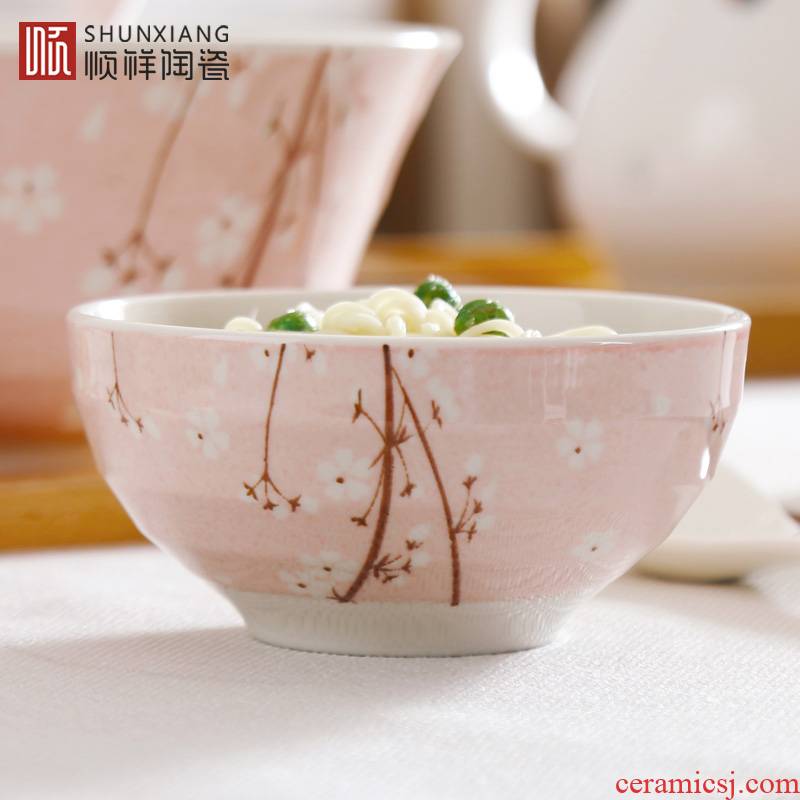 Shun auspicious ceramics Japanese cherry blossom put to use tableware suit creative household rice bowls bowl rainbow such as bowl dessert bowl of salad bowl