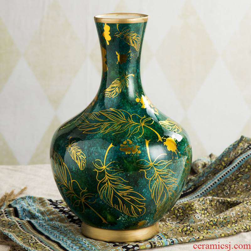 New Chinese style ceramic vase flower arranging dried flowers sample room TV cabinet table furnishing articles, the sitting room porch soft decoration
