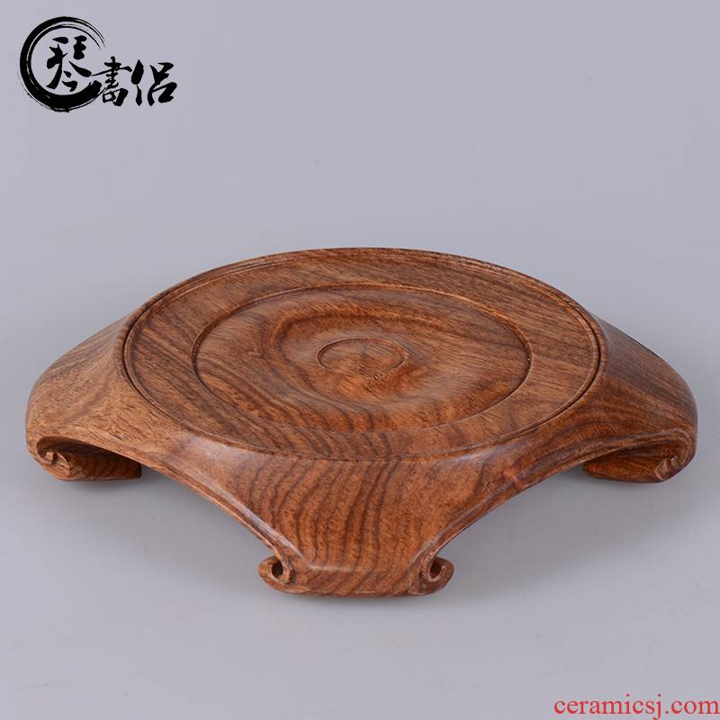 Annatto rosewood carving monolith vase base rounded nature round place flowerpot furnishing articles it seal base