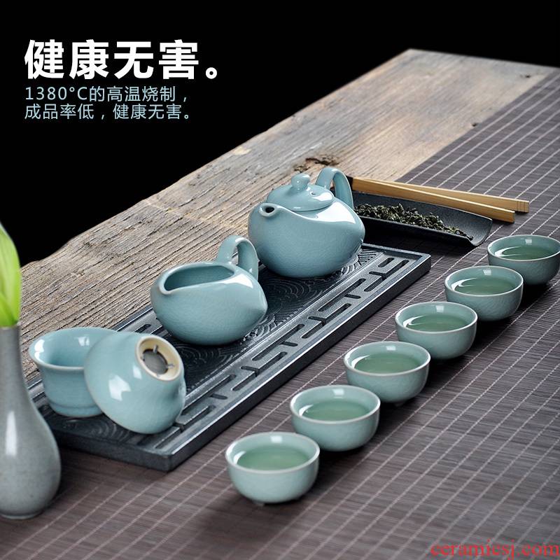 Hon art ceramic household open piece of your up of a complete set of tea service contracted agate into glaze teapot teacup accessories kung fu suit