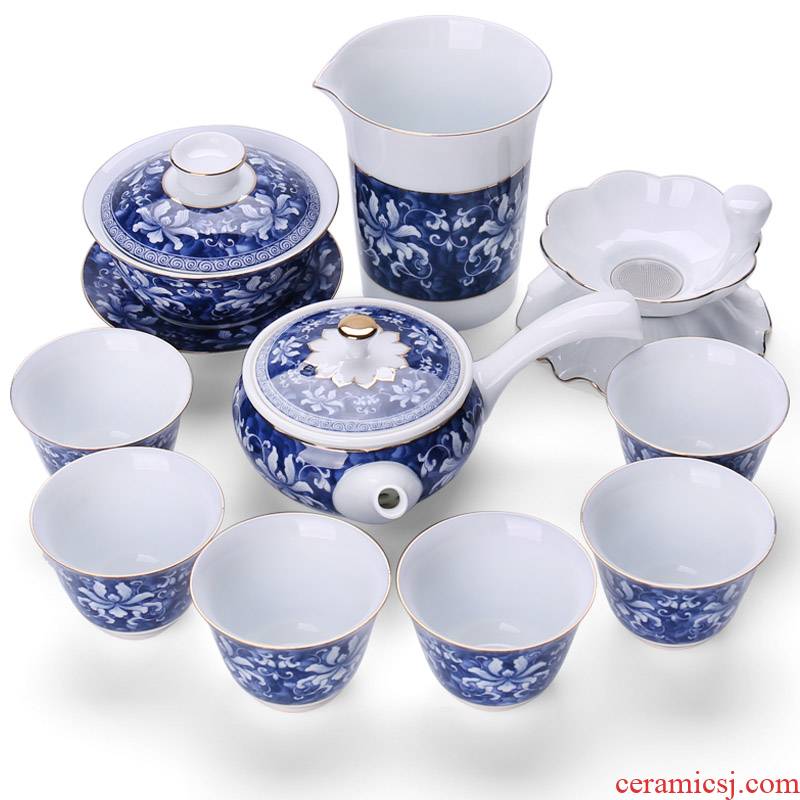 Chiang kai - shek ceramic kung fu tea set with blue and white porcelain tea set gift boxes of a complete set of the teapot teacup for wash tureen