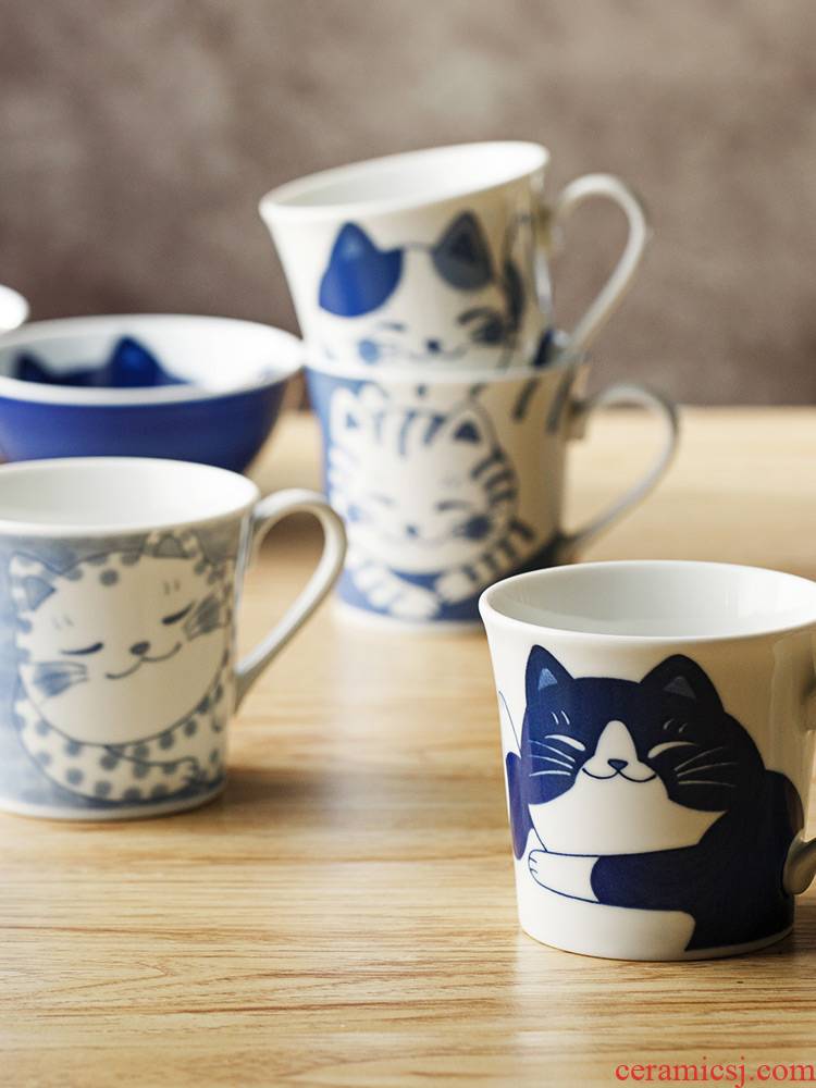 Japan imports mark cup express the cat design ceramic cup household drinking water cup cartoon creative cup
