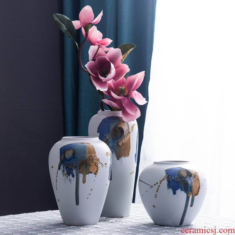 The New Chinese zen ceramic vase dry flower is placed sitting room simulation flower arrangement table, TV ark, household soft adornment