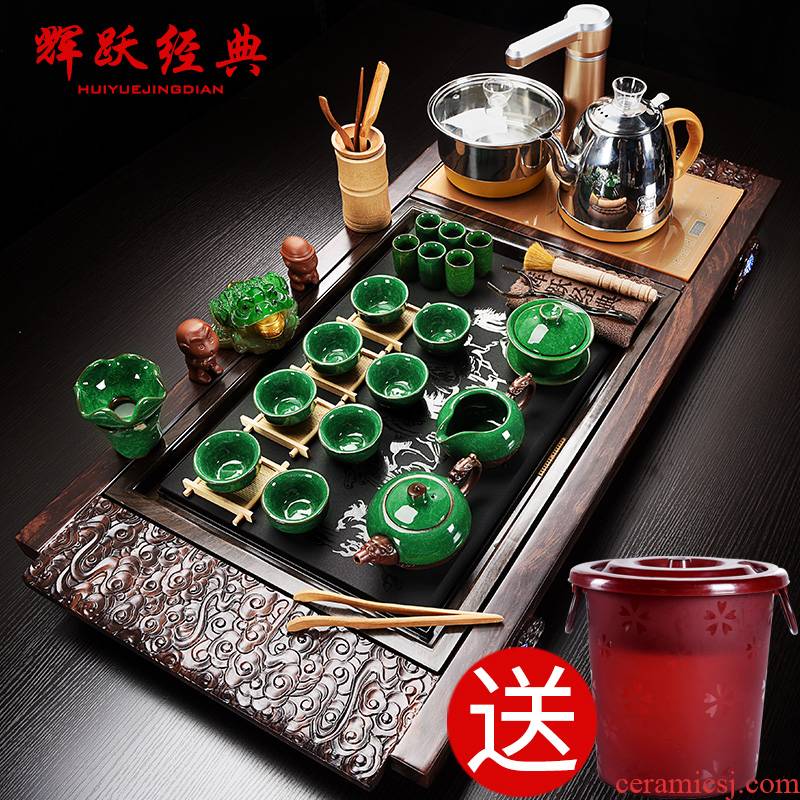 Hui make contracted tea tea set purple kung fu suit household automatic tea tea taking of a complete set of solid wood tea tray