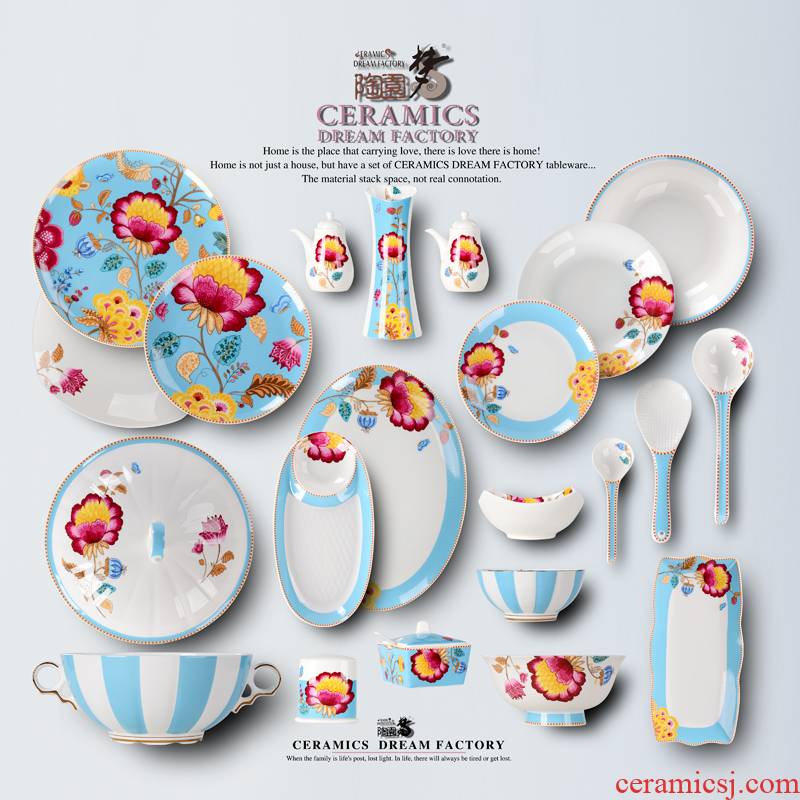 The Dao yuen court dream tableware suit high - grade ipads China tableware European dishes suit household 10 gift packages