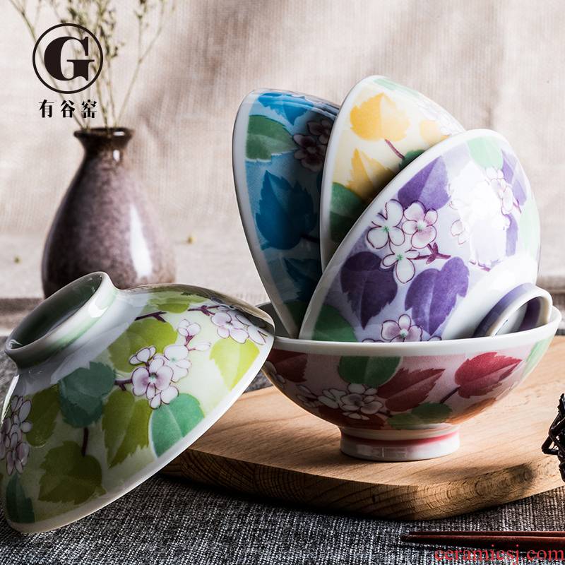 With Japan imported rice bowls bowl valley up uniform price Japanese use rural flower porcelain tableware