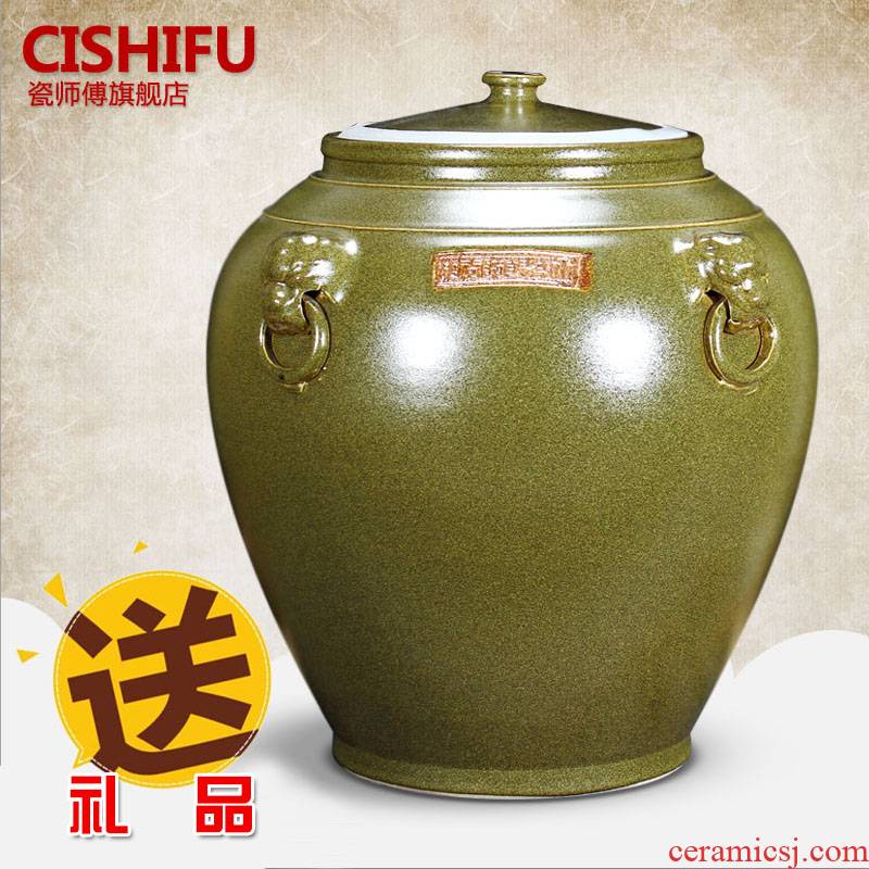 Jingdezhen ceramic barrel barrel 30 jins 50 kg 100 catties 200 jins pickles meat covered storage cylinder cylinder tank oil cylinder