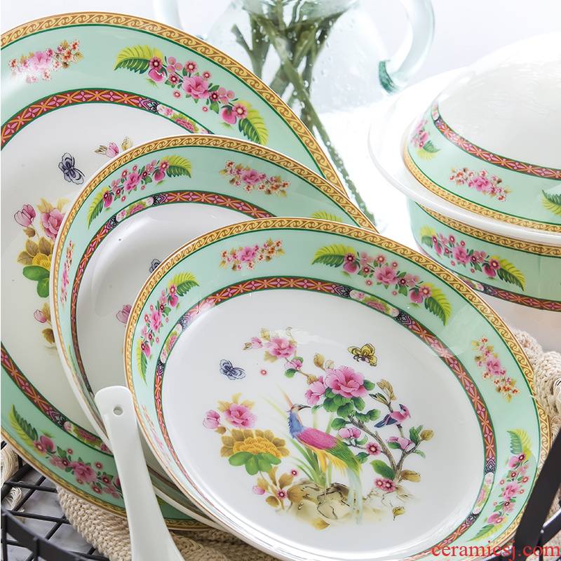 Jingdezhen porcelain bowls ipads plate suit household use of Chinese plate combination in - glazed dinner bowl chopsticks originality