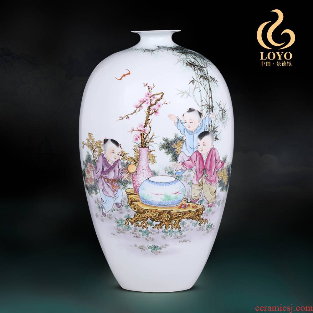 Jingdezhen ceramics furnishing articles hand - made merrily merrily vase sitting room of Chinese style household TV ark adornment ornament