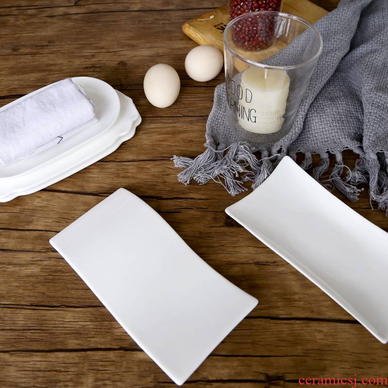 Pure white ipads porcelain tableware elongated dish towel, dish towel plate an egg - shaped plate snack dishes steamed vermicelli roll small dish dish plate
