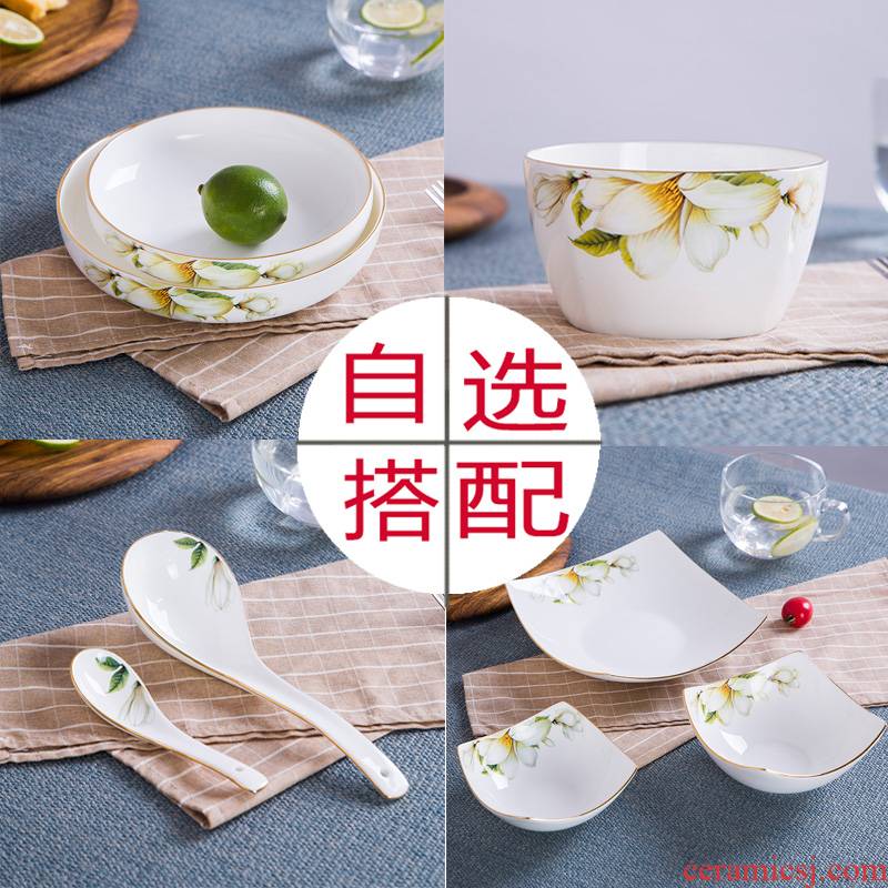 Up Phnom penh ceramic bowl dish bowl of soup bowl rainbow such as bowl bowl of jingdezhen ceramics creative use ltd. to use spoon scattered plates