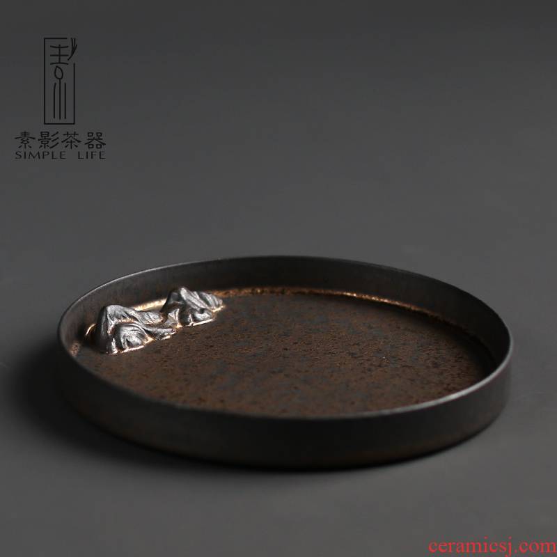 Plain film rust glazed pot supporting variable rough TaoGan mercifully Taiwan Japanese ceramic dry landscape small zen tea tray