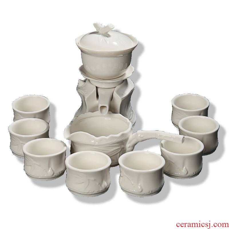 Xin arts margin lazy people make tea tureen household dehua white porcelain tea device of a complete set of automatic kung fu tea set