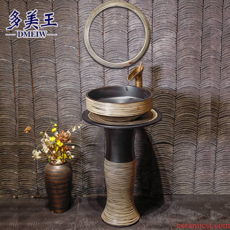Retro pillar basin ceramic bathroom floor balcony column type lavatory toilet archaize the sink