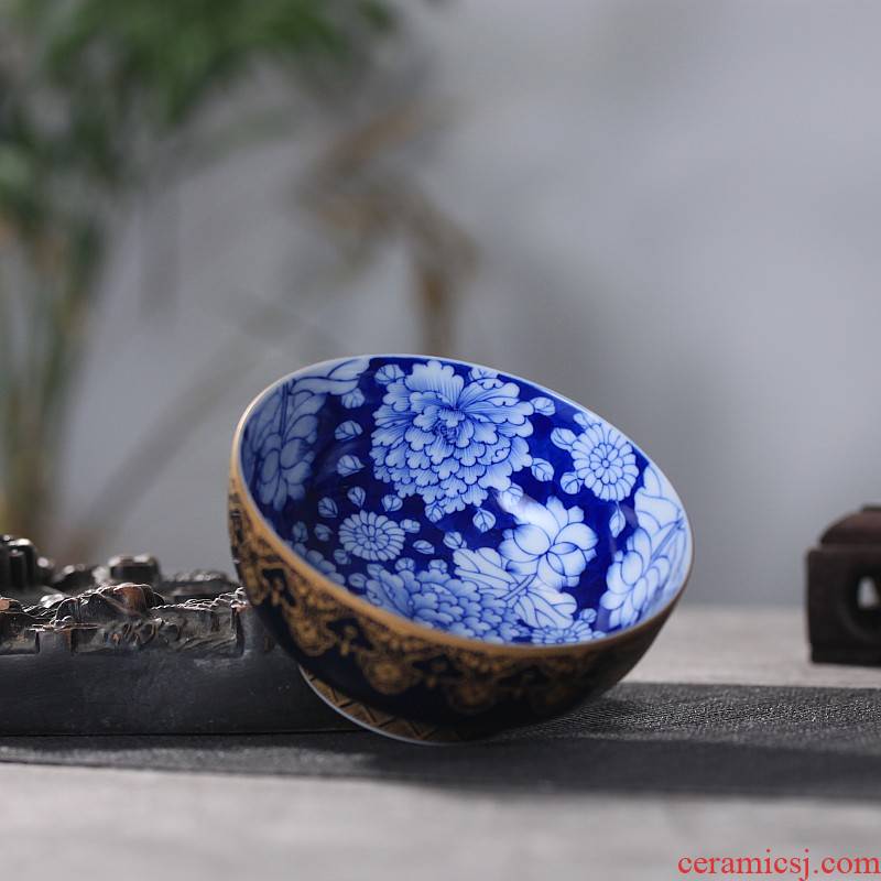 Hand made blue ji blue see colour sample tea cup flower kung fu tea cups customizable tea taking of jingdezhen ceramics