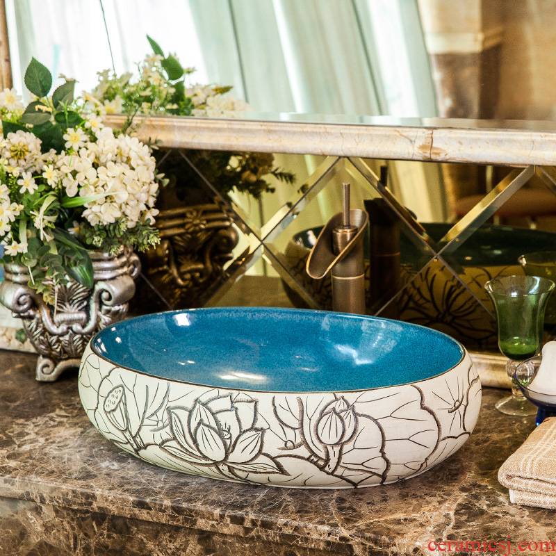 Sinks on the ceramic basin sink oval restoring ancient ways is taichung European household art ceramic wash basin