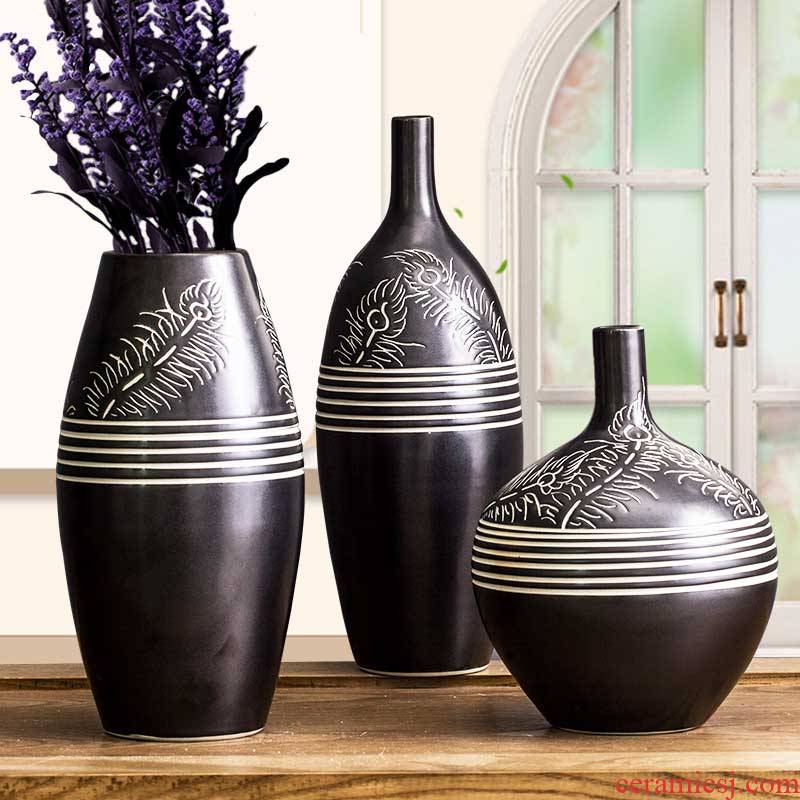Creative household ceramic vase three - piece wine sitting room adornment is placed the bedroom room decoration of modern technology