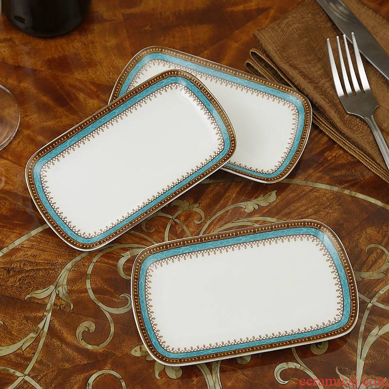 European household creative ipads porcelain tableware rectangle towel dish dish dish steamed vermicelli roll plate elliptical ceramic plates