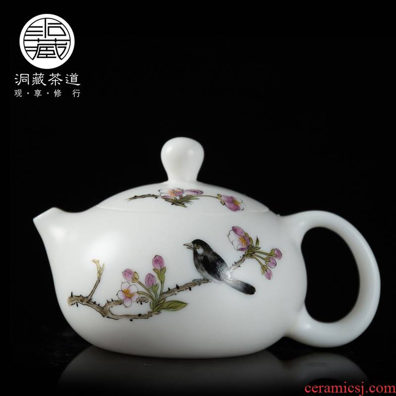 Kung fu tea set in floor jade porcelain ceramic mini small teapot single pot of dehua white porcelain hand - made teapot