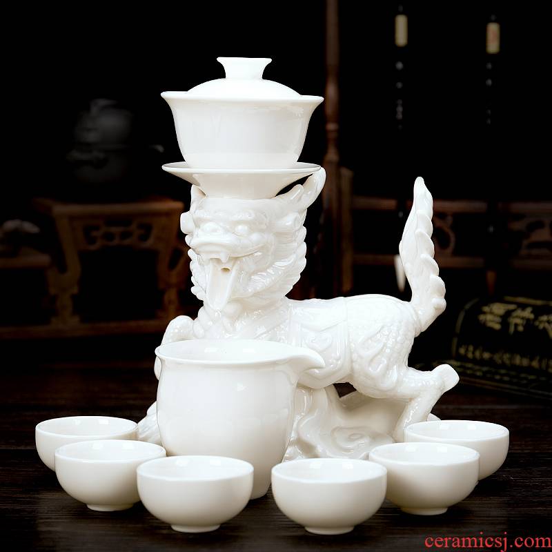 Ronkin atone kung fu tea set lazy restoring ancient ways of a complete set of automatic teapot creative white porcelain teapot teacup
