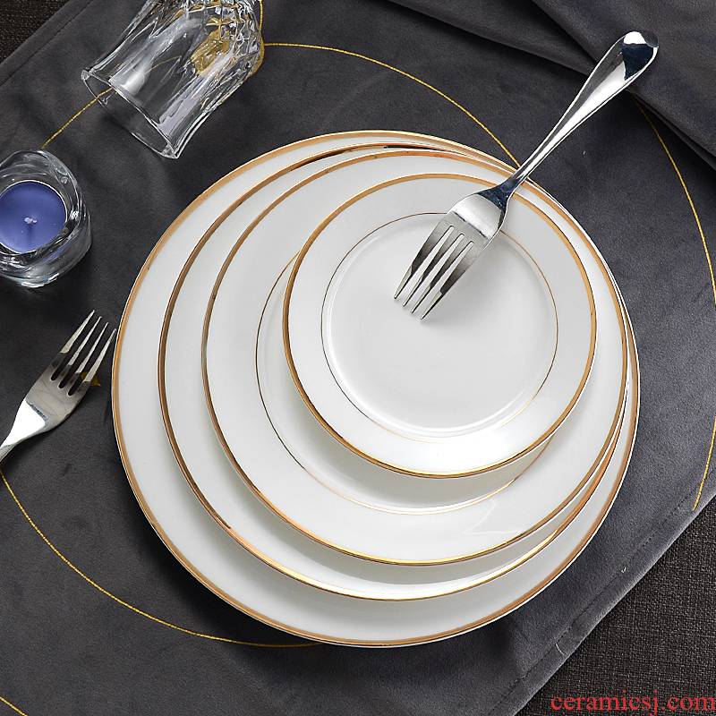Ipads China steak dinner plate plate suit creative ceramic flat circular western food dish plate of white fruit bowl