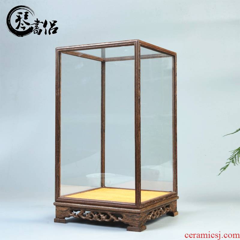 Pianology picking annatto handicraft glass dust cover chicken wings wood cage treasure crafts niches that cover figure of Buddha base