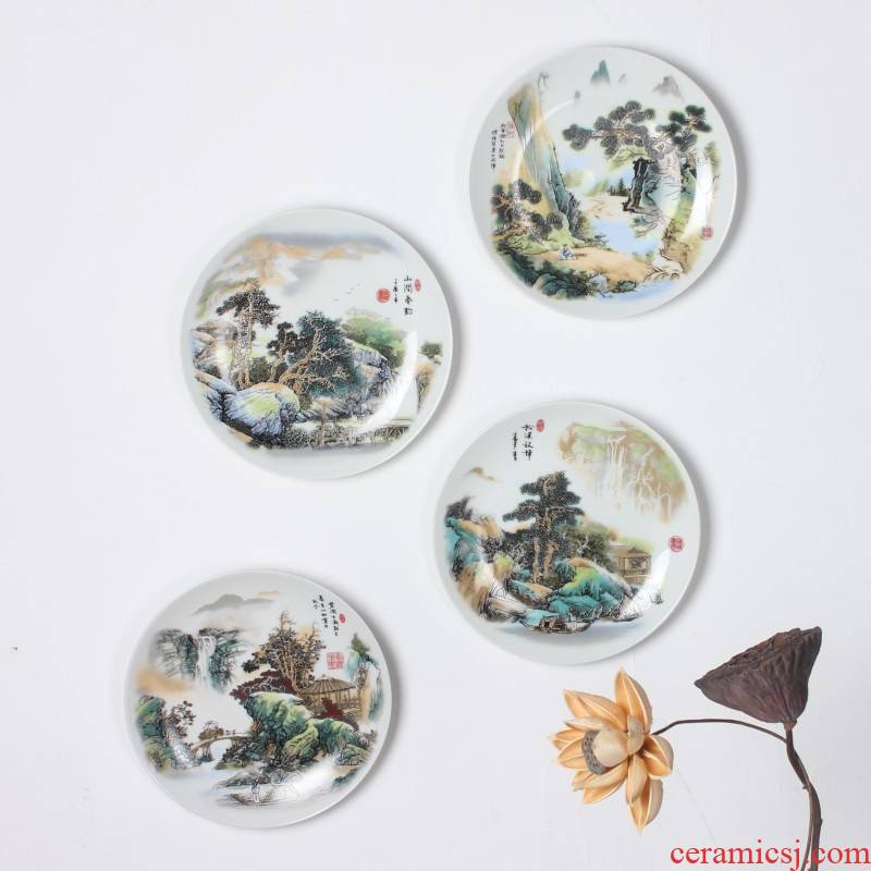 Jingdezhen decorative hanging dish wall act the role of ceramic wall act the role ofing sitting room background wall combination pendant decorative landscape is hanged on the wall