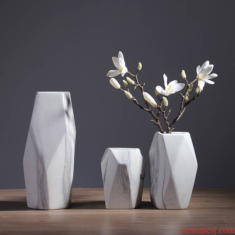 Contracted the Nordic style marble ceramic vases, small pure and fresh and dry flower arranging flowers sitting room adornment household furnishing articles