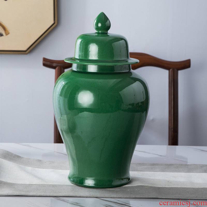 General jingdezhen ceramics green vase storage pot furnishing articles Chinese flower arranging household soft adornment sitting room