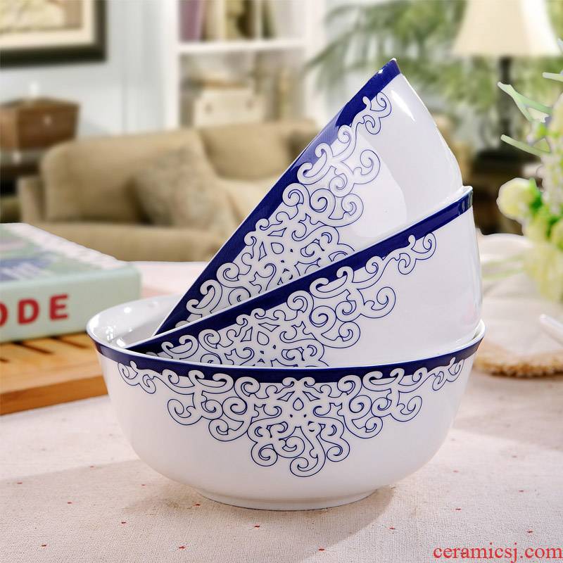 Gardenia rainbow such as bowl of the big bowl bowl ipads porcelain tableware suit jingdezhen home 15 cm Chinese blue and white, don 't rub off