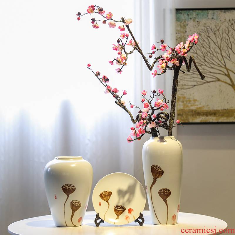 Jingdezhen mesa of new Chinese style vase of TV ark, wine porch rich ancient frame decoration decorative ceramic flower implement furnishing articles