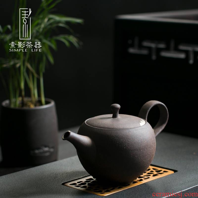 Plain film and old rock, checking out ceramic teapot trace silver teapot Japanese crude TaoZheng put the pot of the original pottery single pot of tea
